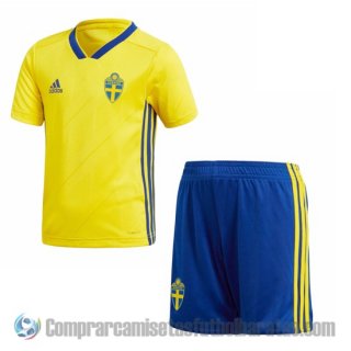 Camiseta Suecia Primera Nino 2018 Camiseta Suecia Primera Nino 2018