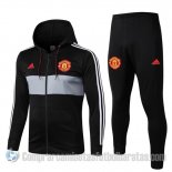 Chandal con Capucha del Manchester United 19-20 Negro