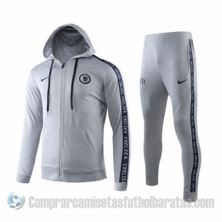 Chandal con Capucha del Chelsea 19-20 Gris Chandal con Capucha del Chelsea 19-20 Gris