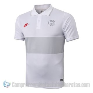 Camiseta Polo del Paris Saint-Germain 19-20 Blanco y Gris Camiseta Polo del Paris Saint-Germain 19-20 Blanco y Gris