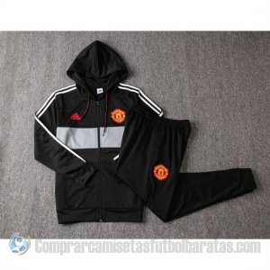 Chandal con Capucha del Manchester United 19-20 Negro